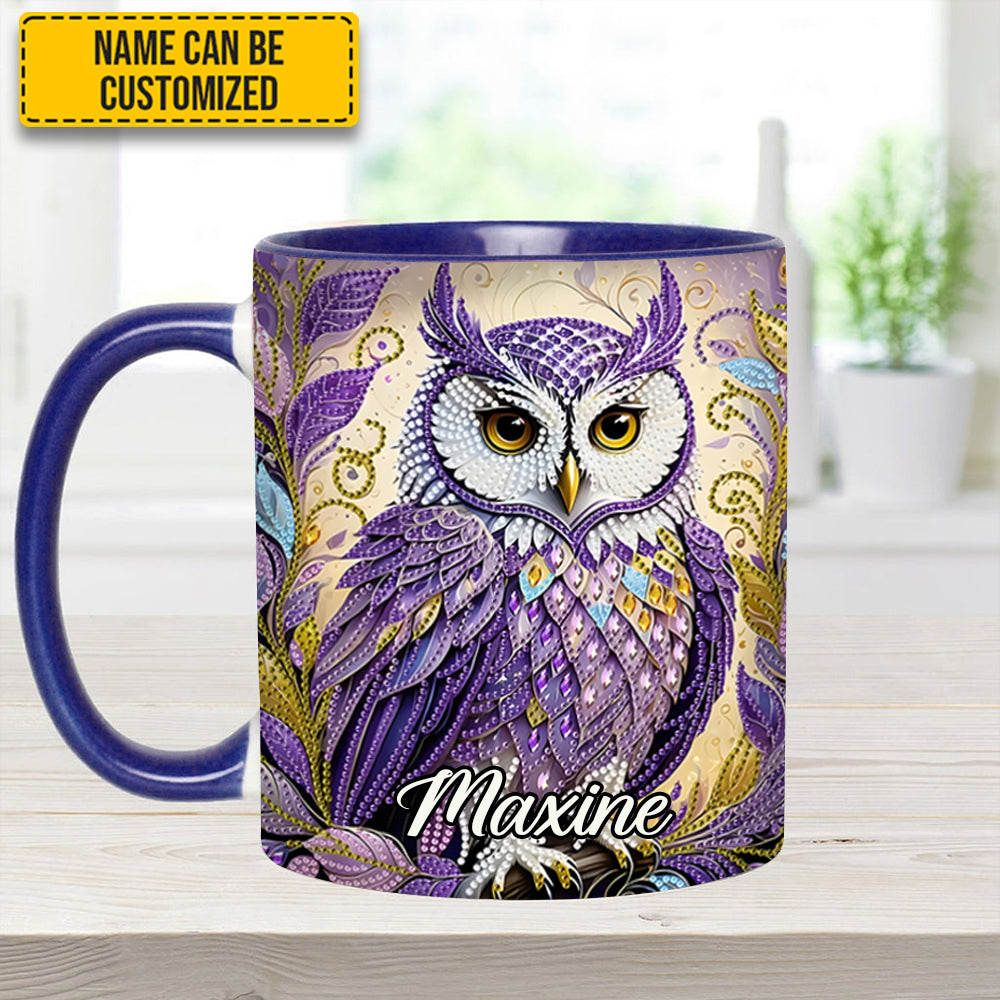 Whimsical Owl Diamond - Personalized Owl Accent Mug - Image 8