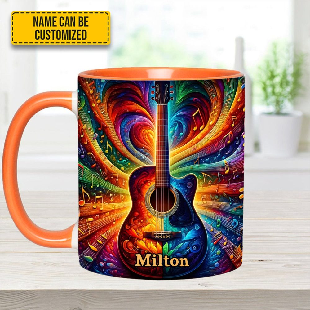 Personalized Colorful Guitar Music - Accent Mug - Image 10