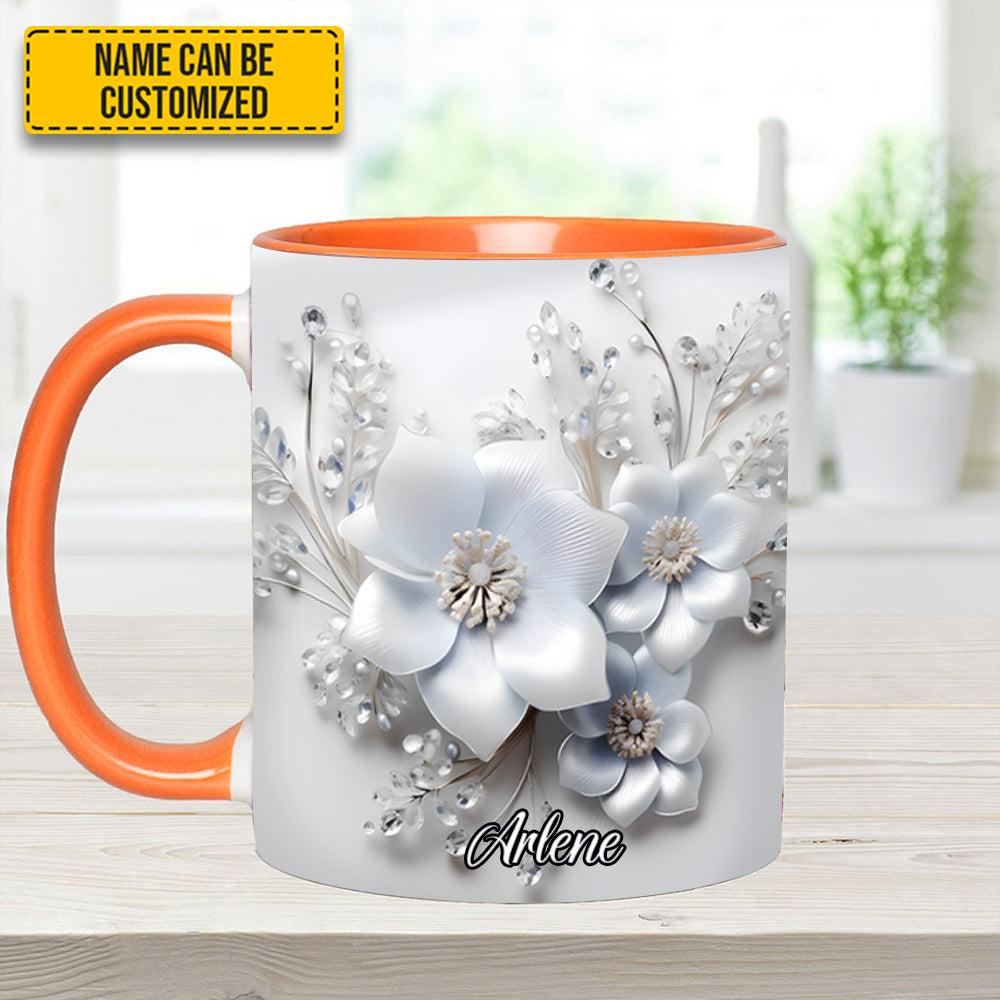 White Flowers - Personalized Flower Accent Mug - Image 10