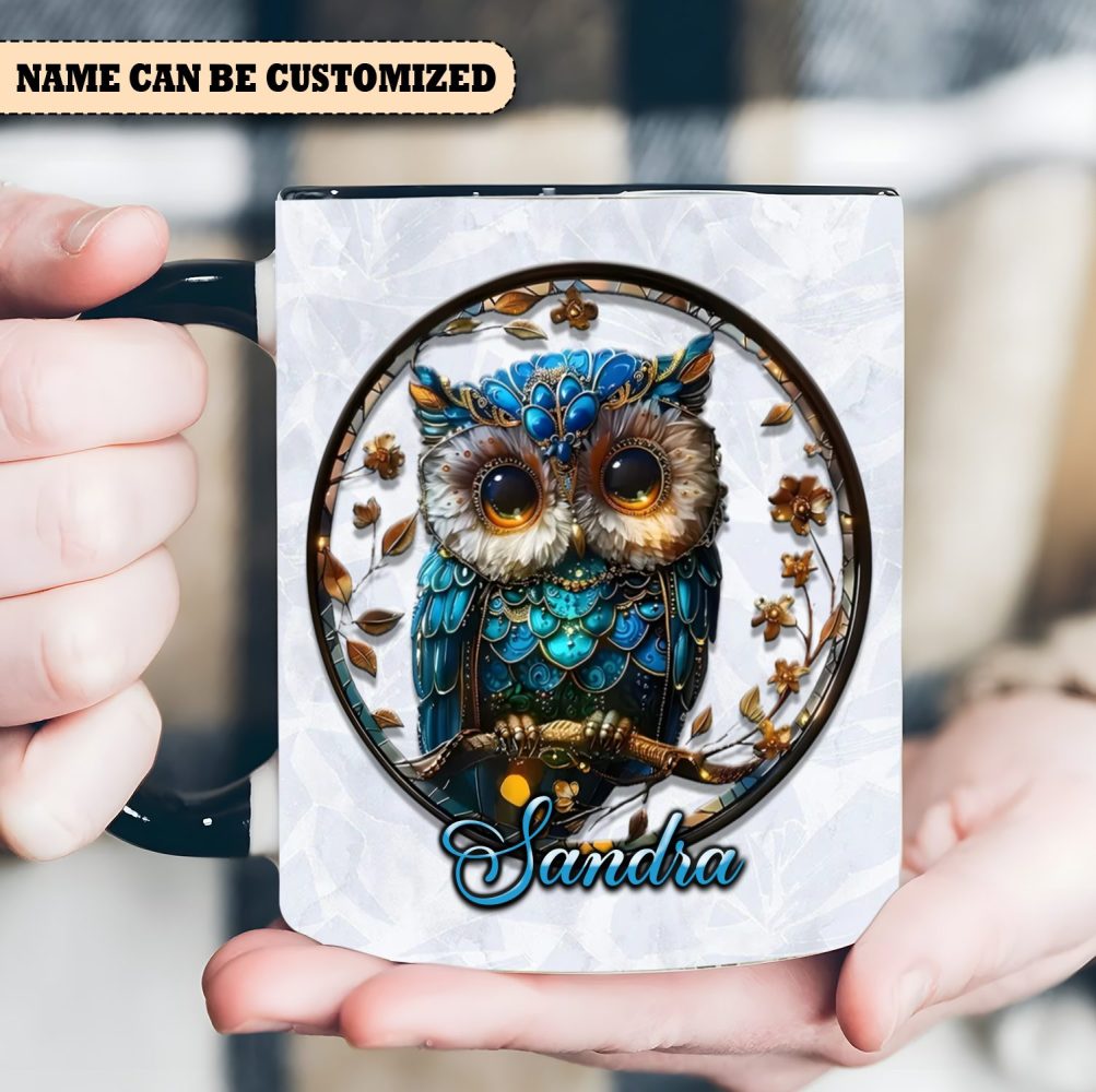 Personalized Beautiful Owl Accent Mug - Image 4