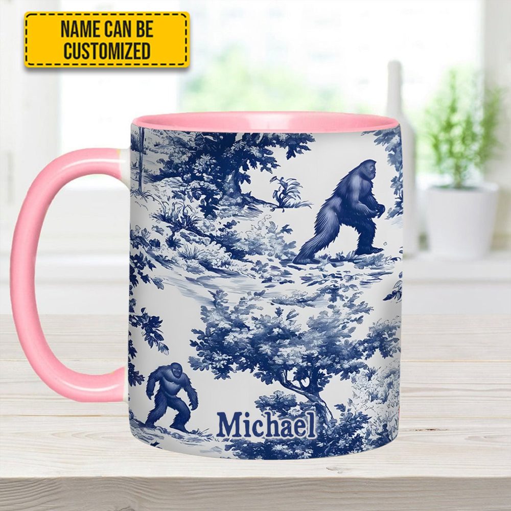 Bigfoot Sasquatch Print Forest Toile Funny - Personalized Accent Mug - Image 10