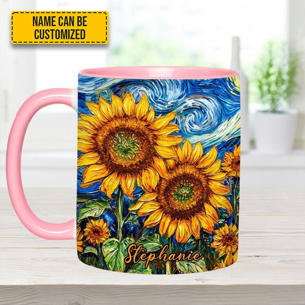 Starry Bloom – Personalized Sunflower Accent Mug - Image 5