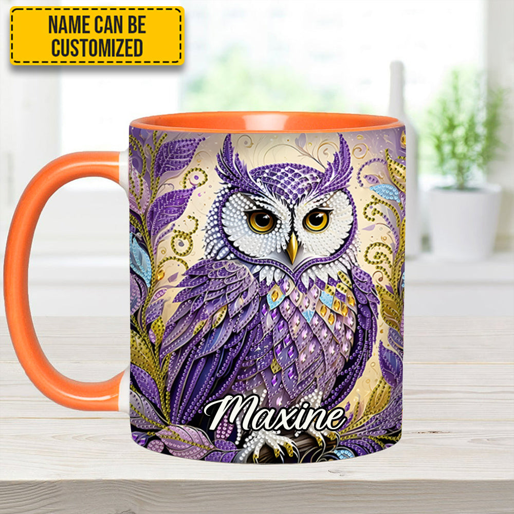 Whimsical Owl Diamond - Personalized Owl Accent Mug - Image 9