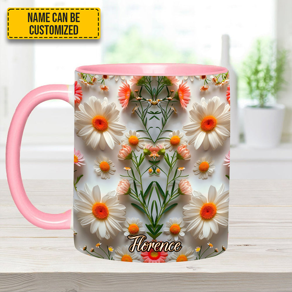 Daisy Flower Accent Mug - Personalized Accent Mug - Image 7