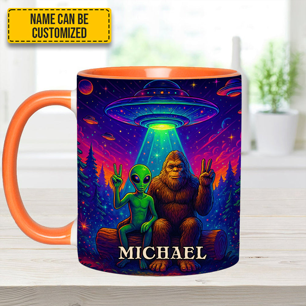 Intergalactic Buddies – Personalized Bigfoot & Alien Accent Mug - Image 11