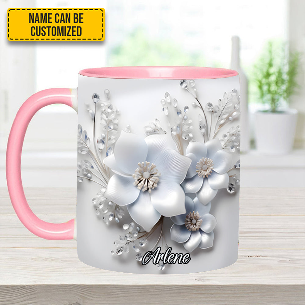 White Flowers - Personalized Flower Accent Mug - Image 11