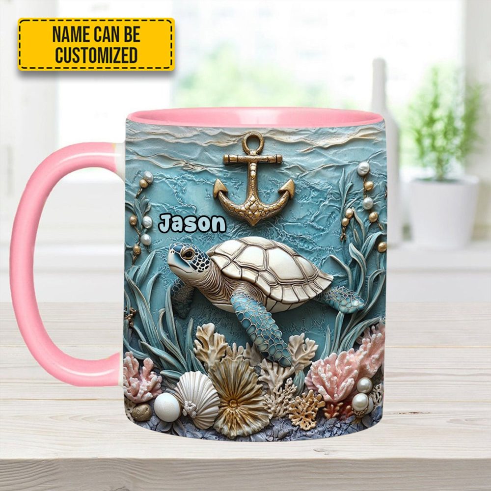 Personalized Beautiful Sea Turtle Accent Mug - Image 11