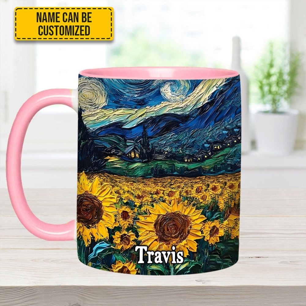 Starry Sunflowers – Personalized Accent Mug - Image 12