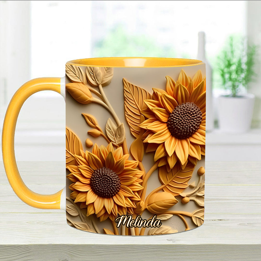 Sunflower Accent Mug - Personalized Accent Mug - Image 6