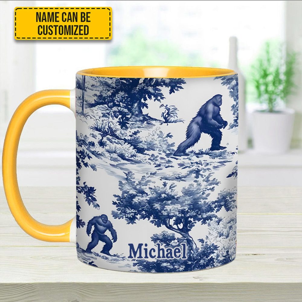 Bigfoot Sasquatch Print Forest Toile Funny - Personalized Accent Mug - Image 6