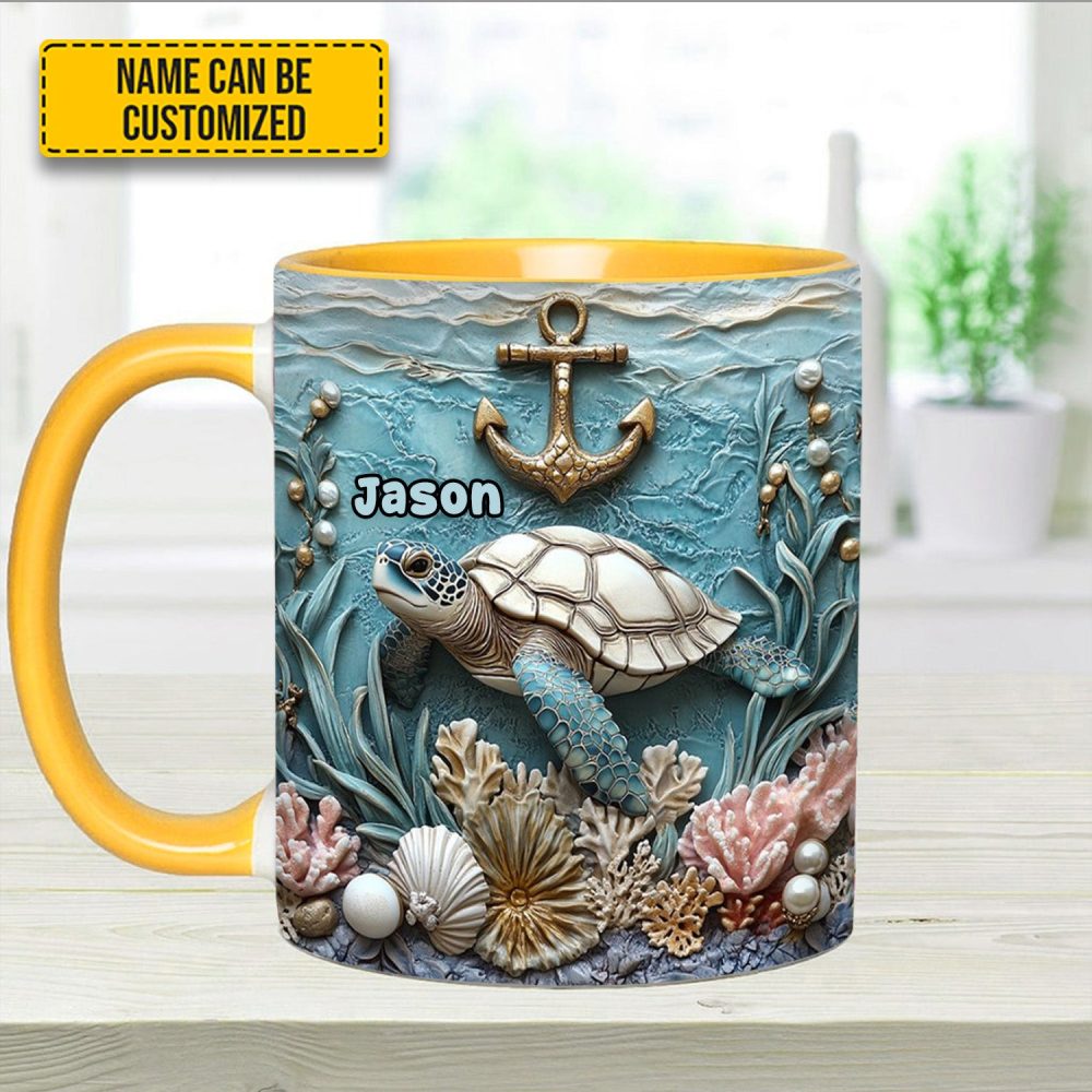 Personalized Beautiful Sea Turtle Accent Mug - Image 12