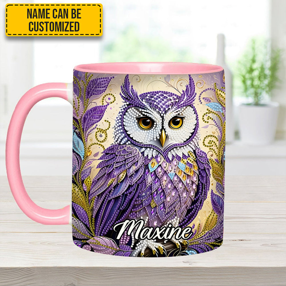 Whimsical Owl Diamond - Personalized Owl Accent Mug - Image 10