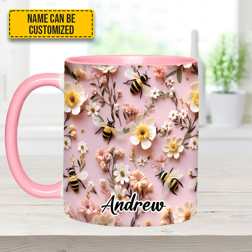 Flower And Bee - Personalized Accent Mug - Image 7