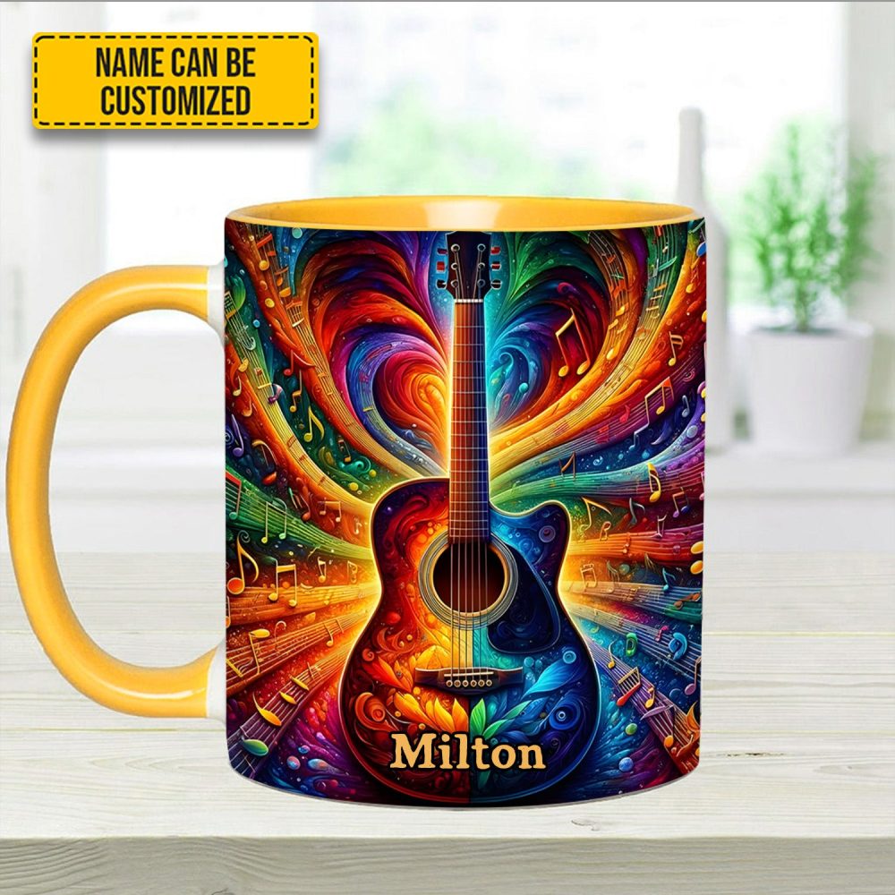 Personalized Colorful Guitar Music - Accent Mug - Image 12
