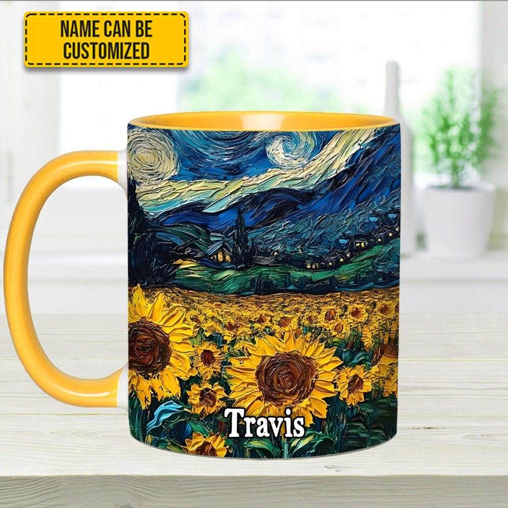 Starry Sunflowers – Personalized Accent Mug - Image 13