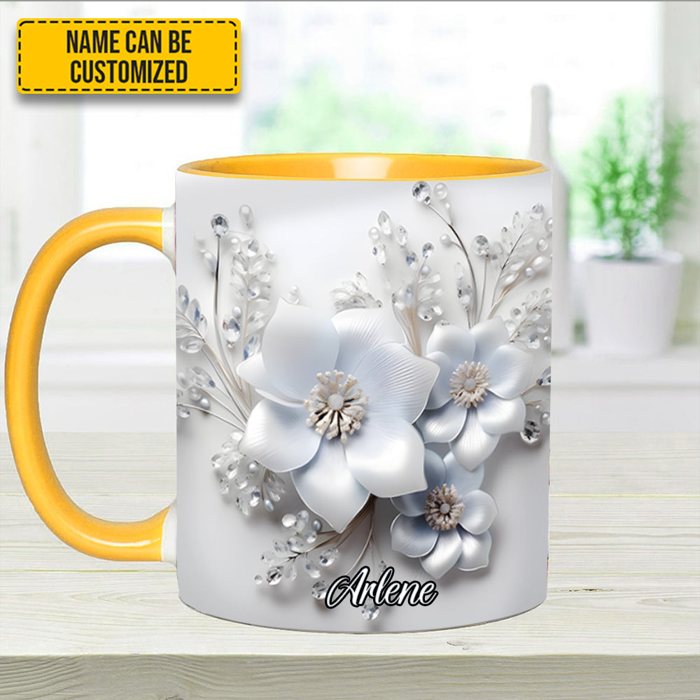 White Flowers - Personalized Flower Accent Mug - Image 12