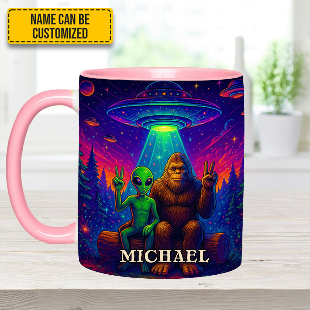 Intergalactic Buddies – Personalized Bigfoot & Alien Accent Mug - Image 12