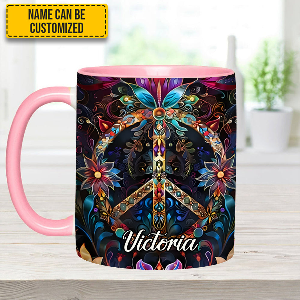 Peace & Love Symbol – Personalized Hippie Accent Mug - Image 11