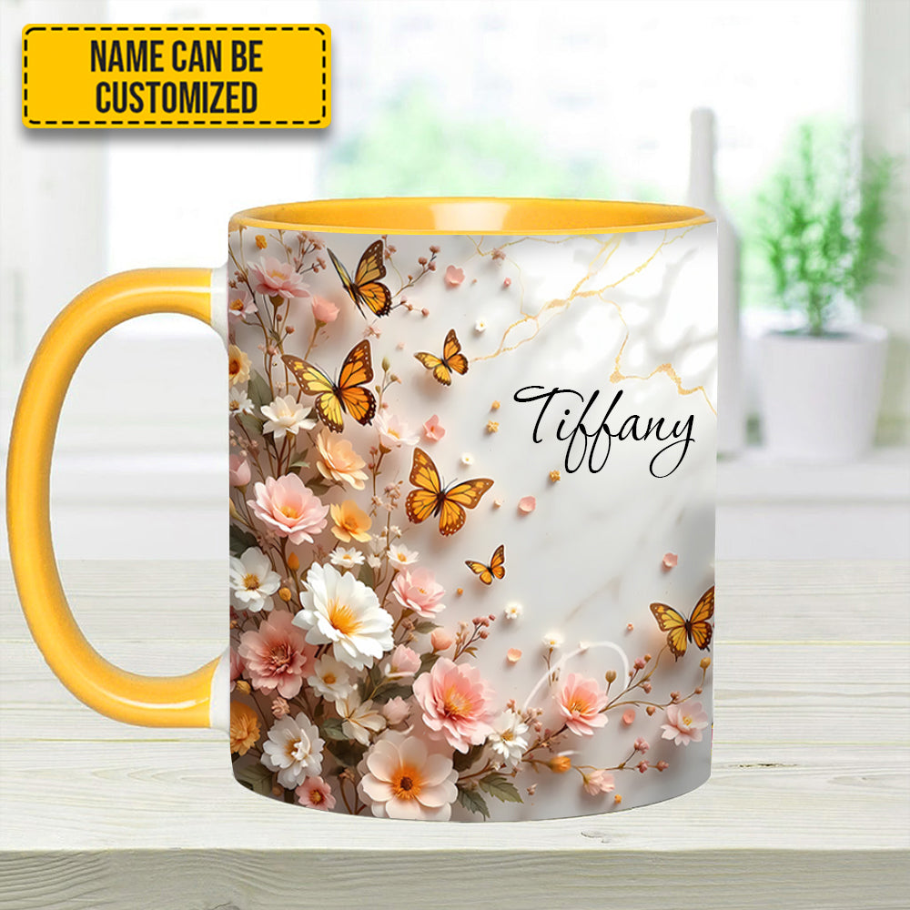 Butterfly And Flower - Personalized Accent Mug - Image 5