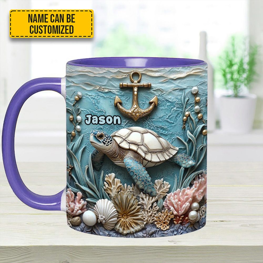 Personalized Beautiful Sea Turtle Accent Mug - Image 13