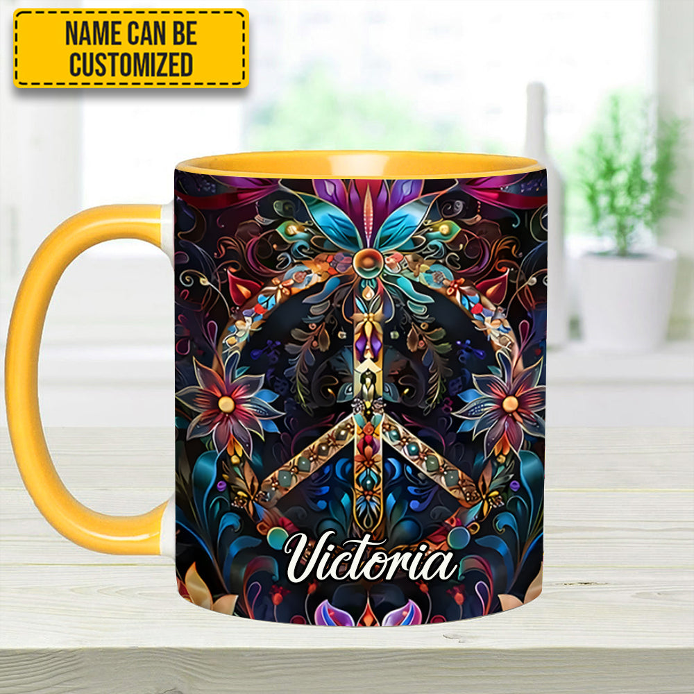 Peace & Love Symbol – Personalized Hippie Accent Mug - Image 12