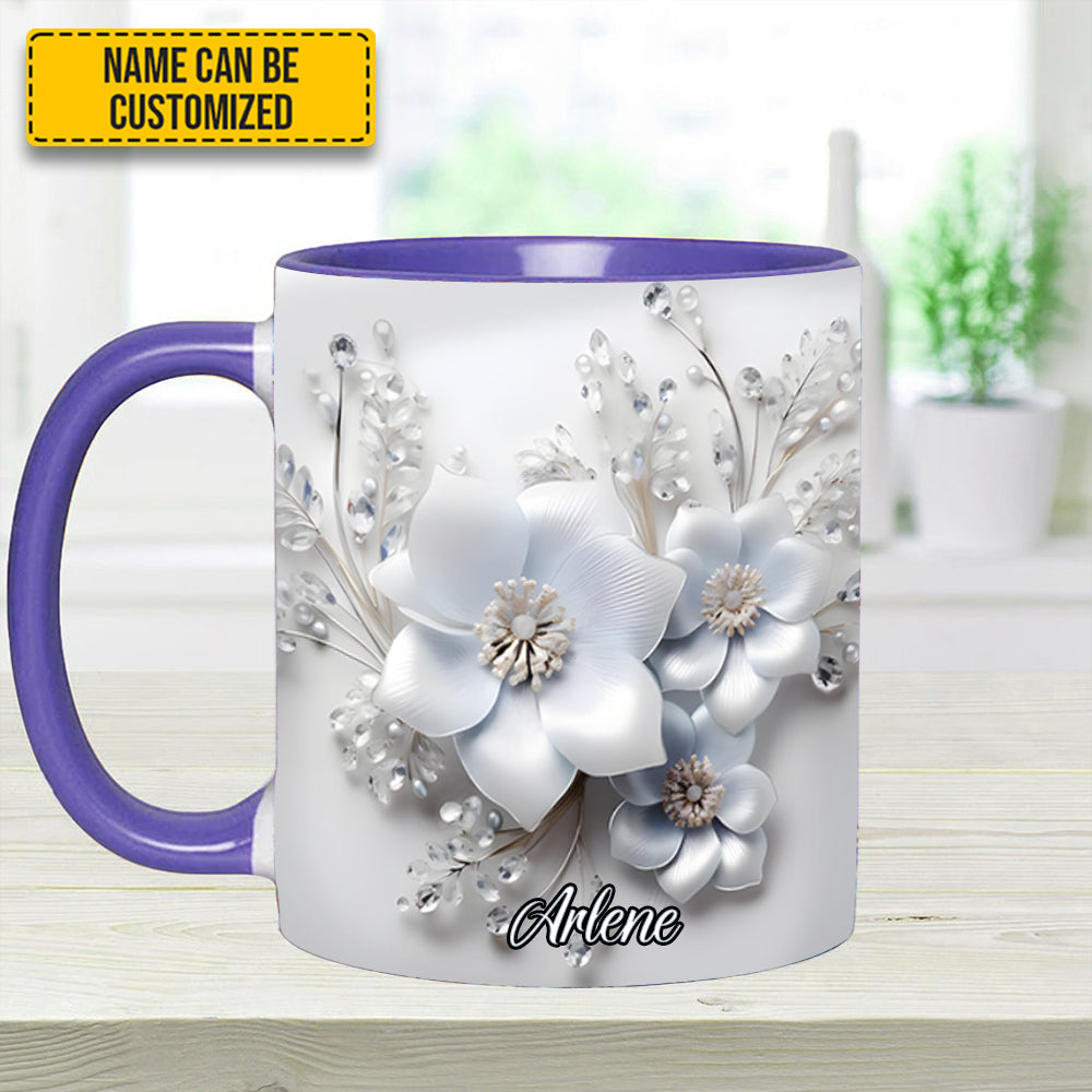 White Flowers - Personalized Flower Accent Mug - Image 13