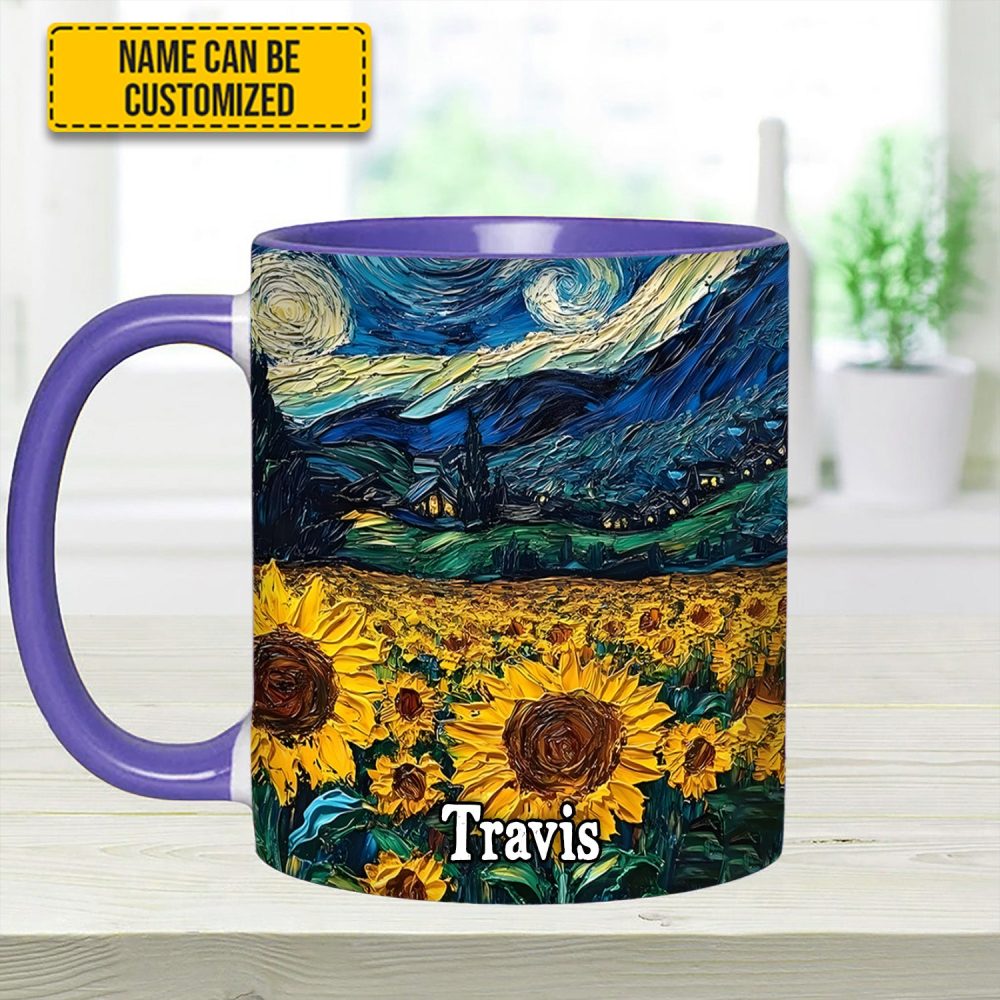Starry Sunflowers – Personalized Accent Mug - Image 14
