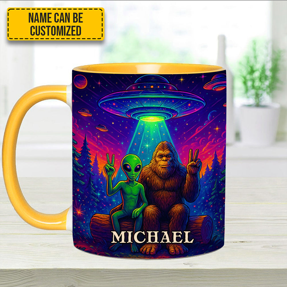 Intergalactic Buddies – Personalized Bigfoot & Alien Accent Mug - Image 13
