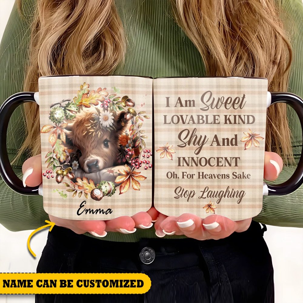 Cute Highland Cow - Personalized Cow Accent Mug - Image 2
