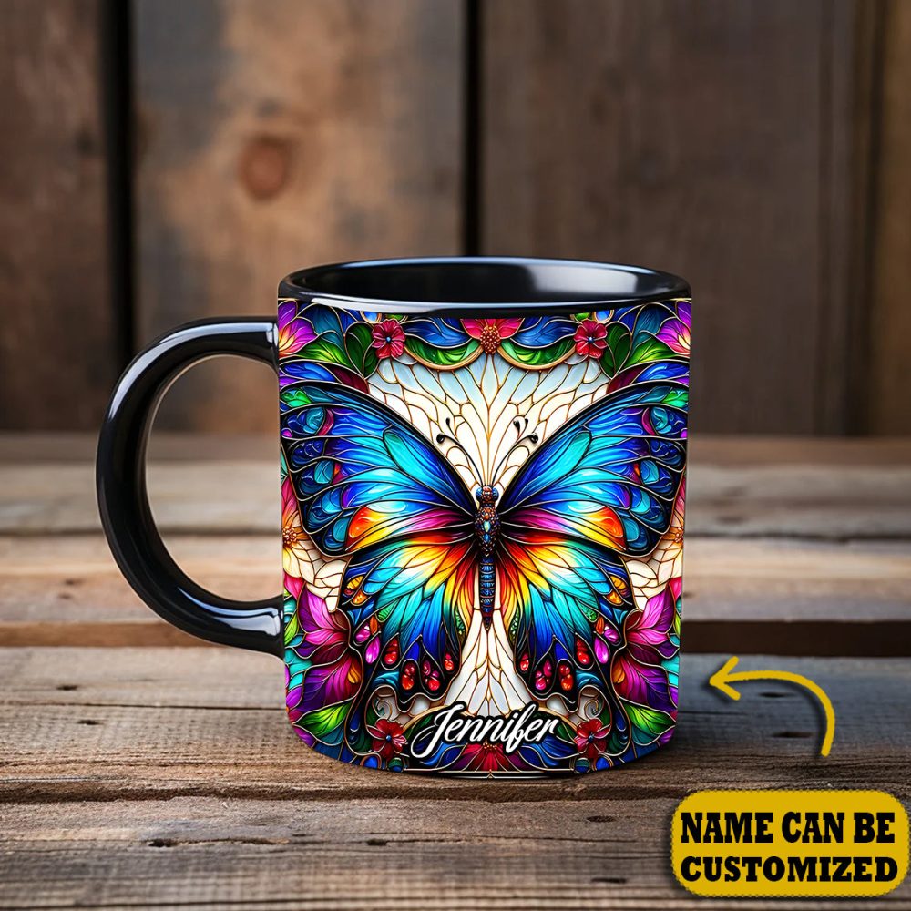 Beautiful Butterfly - Personalized Butterfly Accent Mug - Image 2