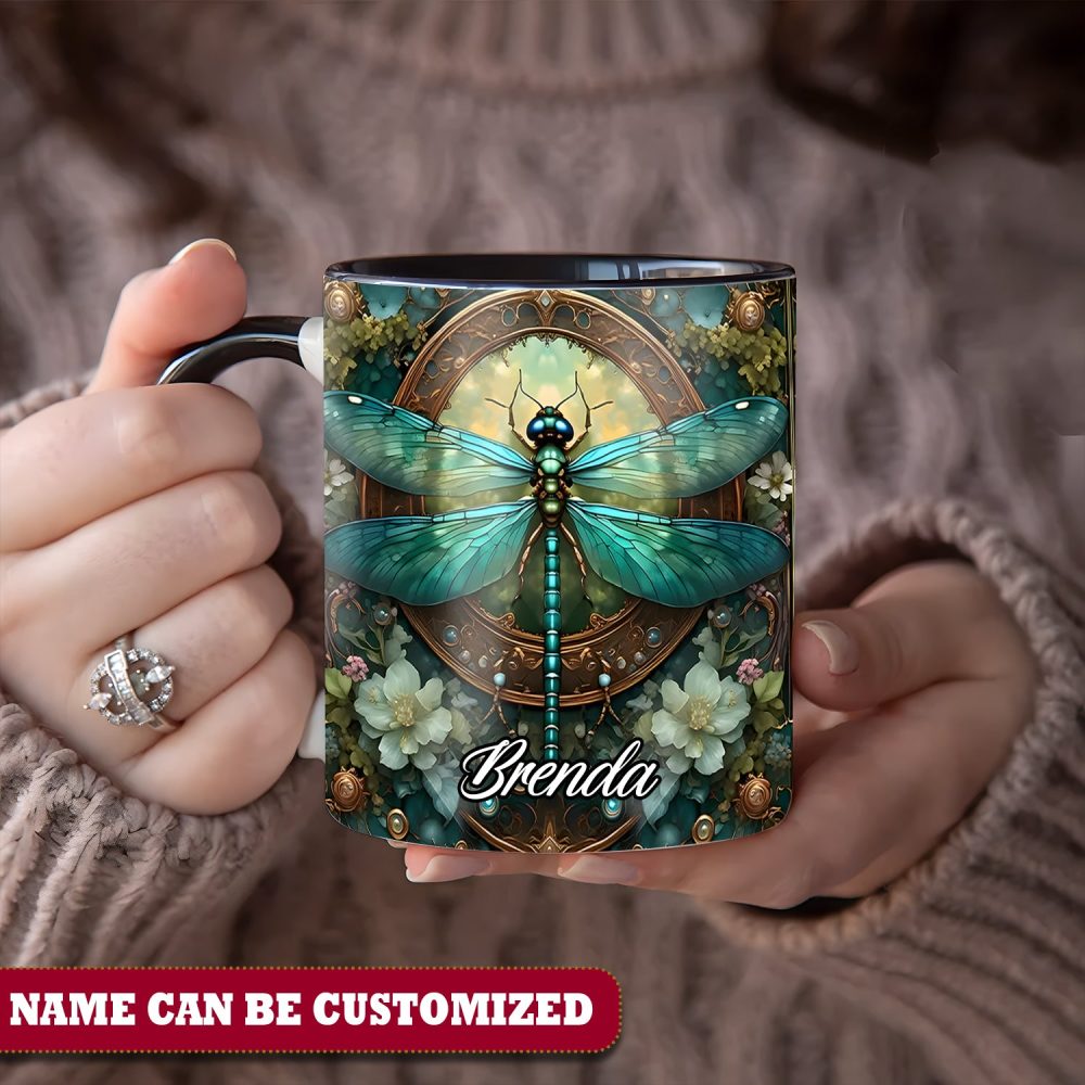 Beautiful Dragonfly - Personalized Dragonfly Accent Mug - Image 5