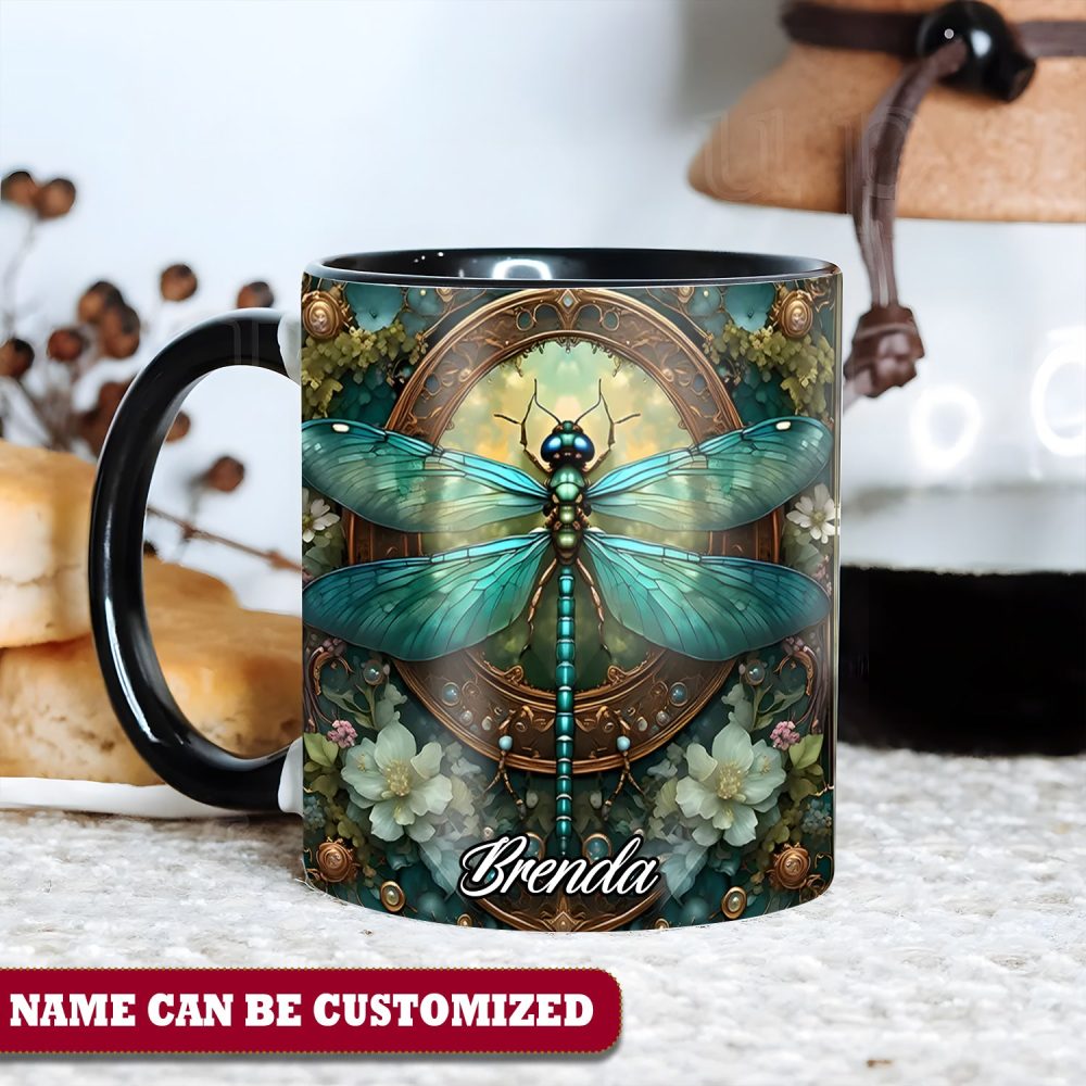 Beautiful Dragonfly - Personalized Dragonfly Accent Mug - Image 2