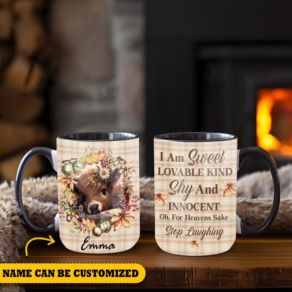 Cute Highland Cow - Personalized Cow Accent Mug - Image 3