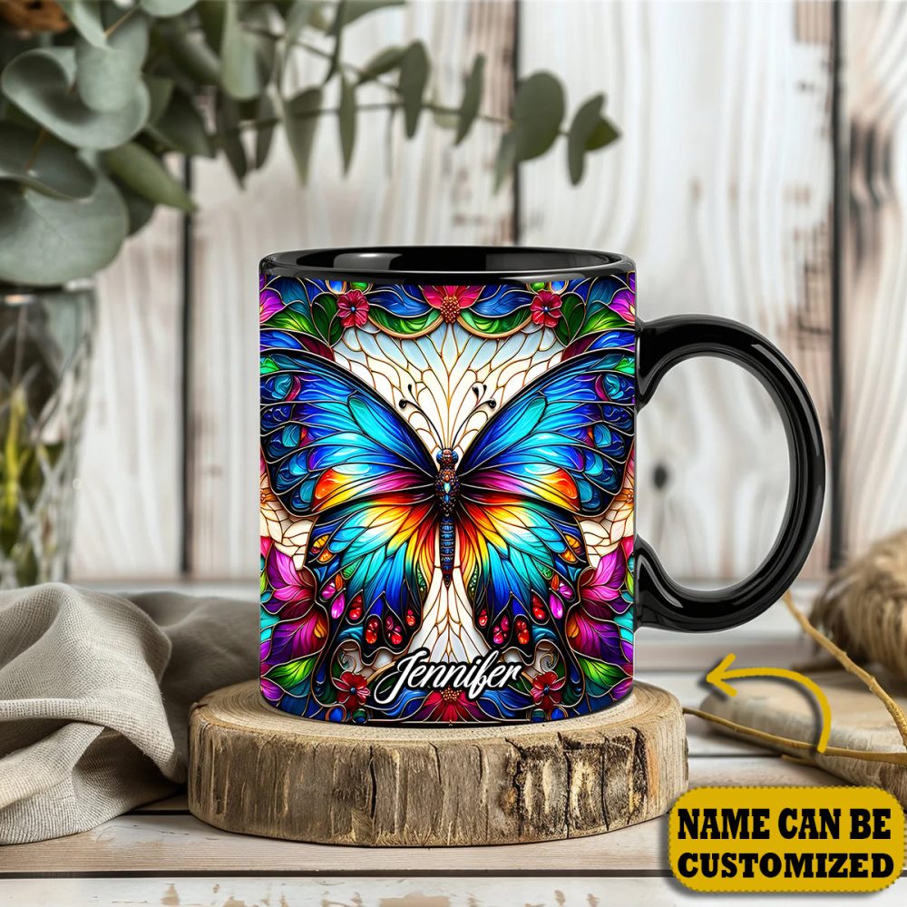 Beautiful Butterfly - Personalized Butterfly Accent Mug - Image 3