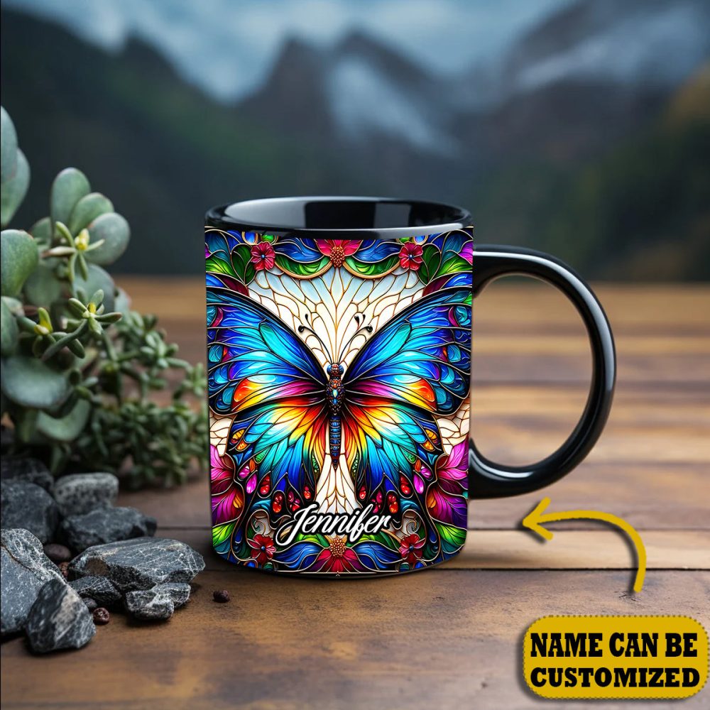 Beautiful Butterfly - Personalized Butterfly Accent Mug - Image 4