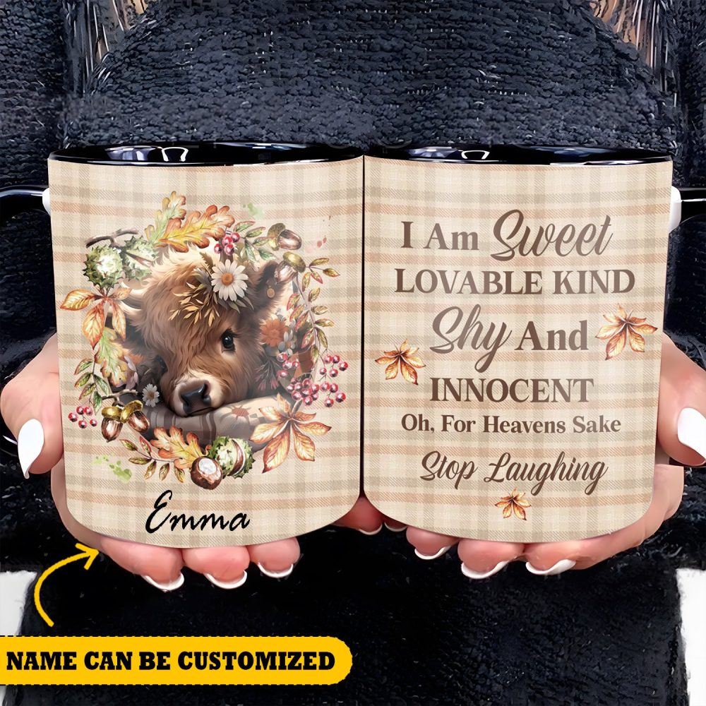 Cute Highland Cow - Personalized Cow Accent Mug - Image 4