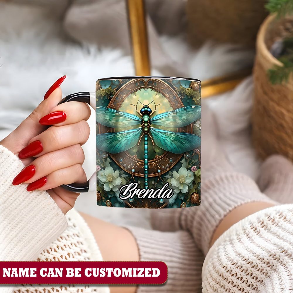 Beautiful Dragonfly - Personalized Dragonfly Accent Mug - Image 3