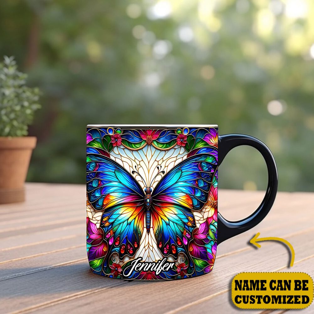 Beautiful Butterfly - Personalized Butterfly Accent Mug - Image 5