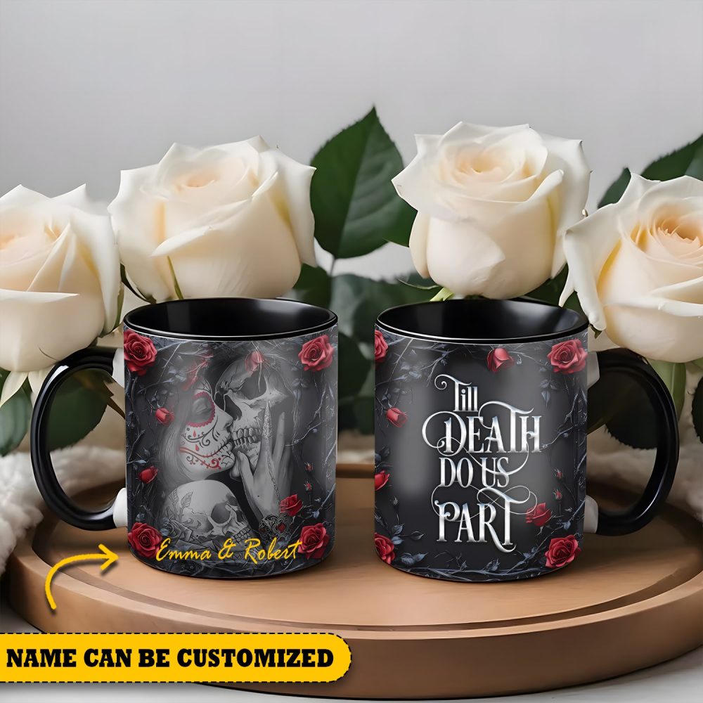 Till Death Do Us Part - Personalized Skull Accent Mug - Image 5