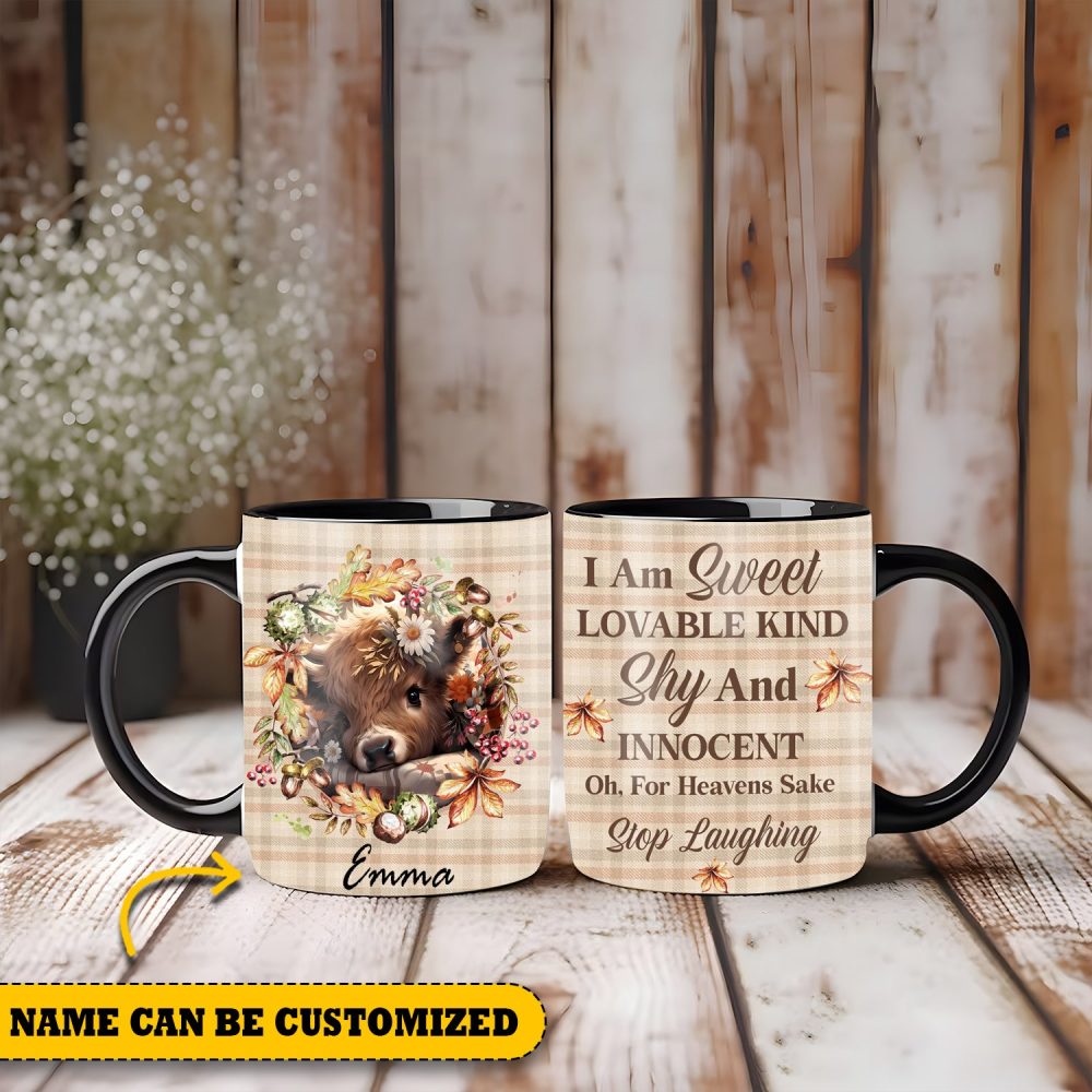 Cute Highland Cow - Personalized Cow Accent Mug - Image 5