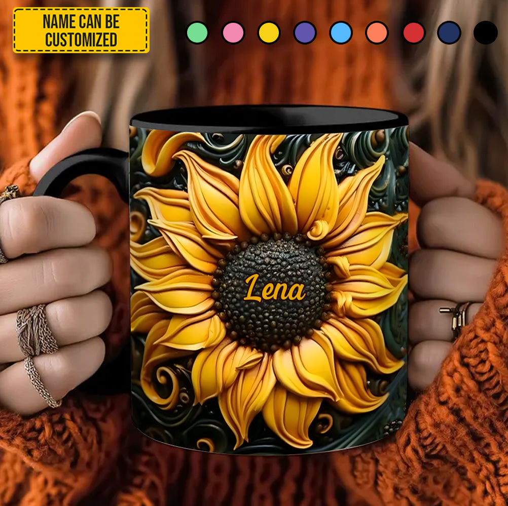 Love Sunflower - Personalized Accent Mug - Image 5