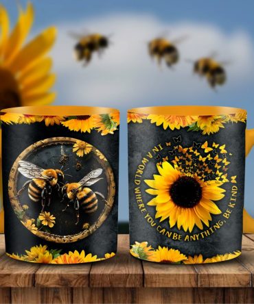Bee Kind Sunflower Accent Mug