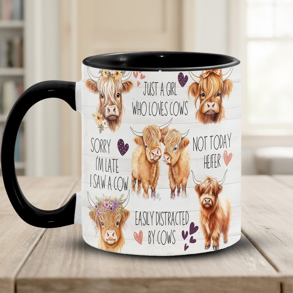 Just A Girl Who Loves Cows Accent Mug - Image 7