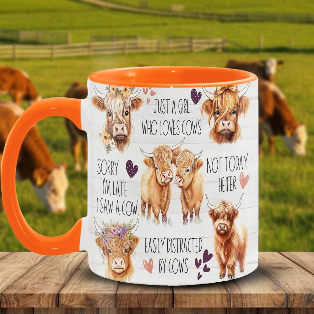 Just A Girl Who Loves Cows Accent Mug - Image 12