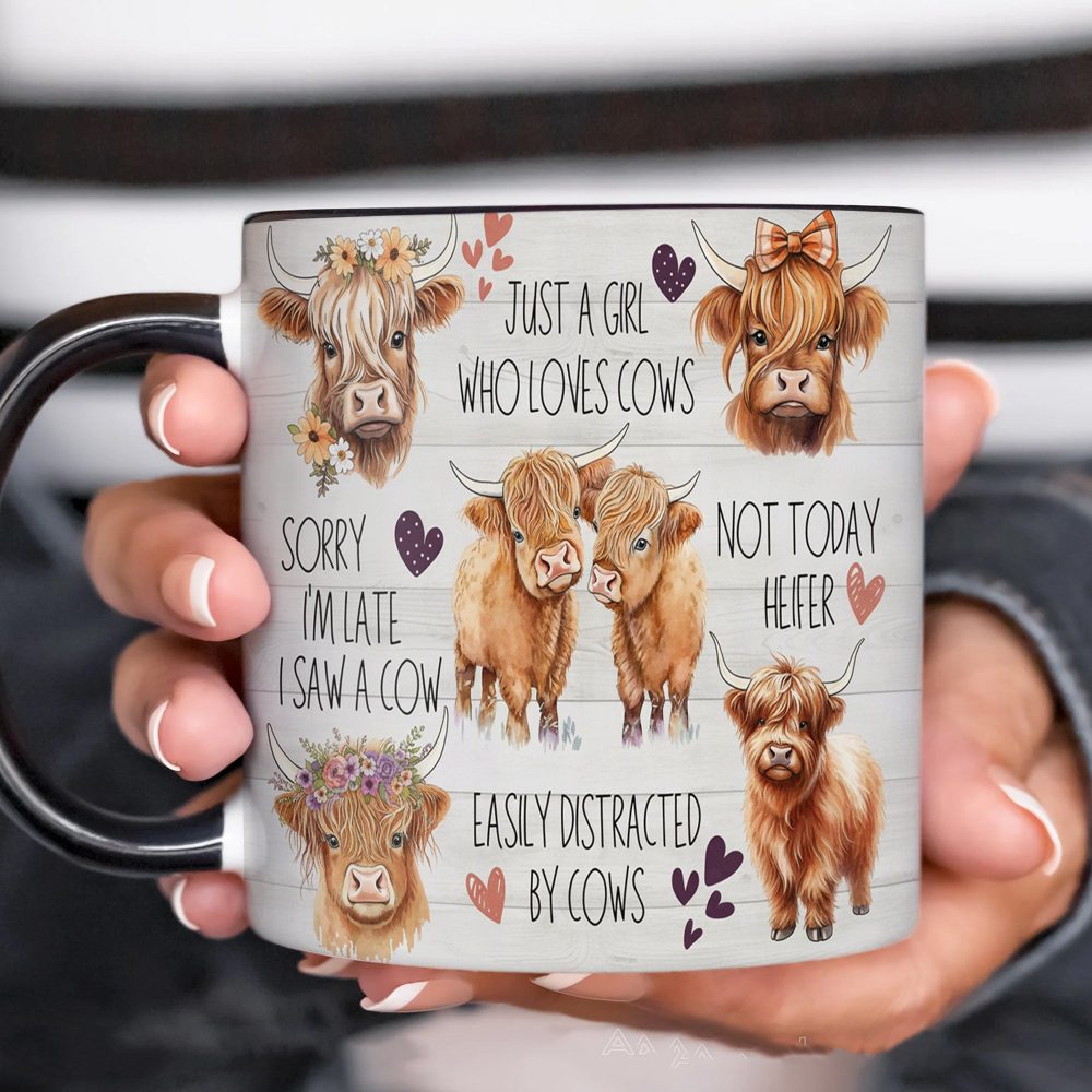 Just A Girl Who Loves Cows Accent Mug - Image 11