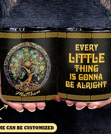 Tree Of Life Every Little Thing Is Gonna Be Alright - Personalized Hippie Accent Mug