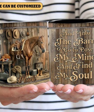 And Into The Barn - Personalized Horse Accent Mug