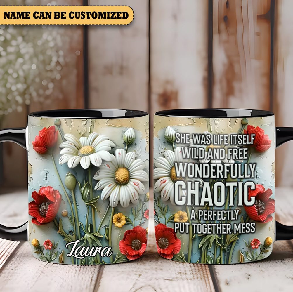 Beautiful Flowers - Personalized Flowers Accent Mug - Image 4