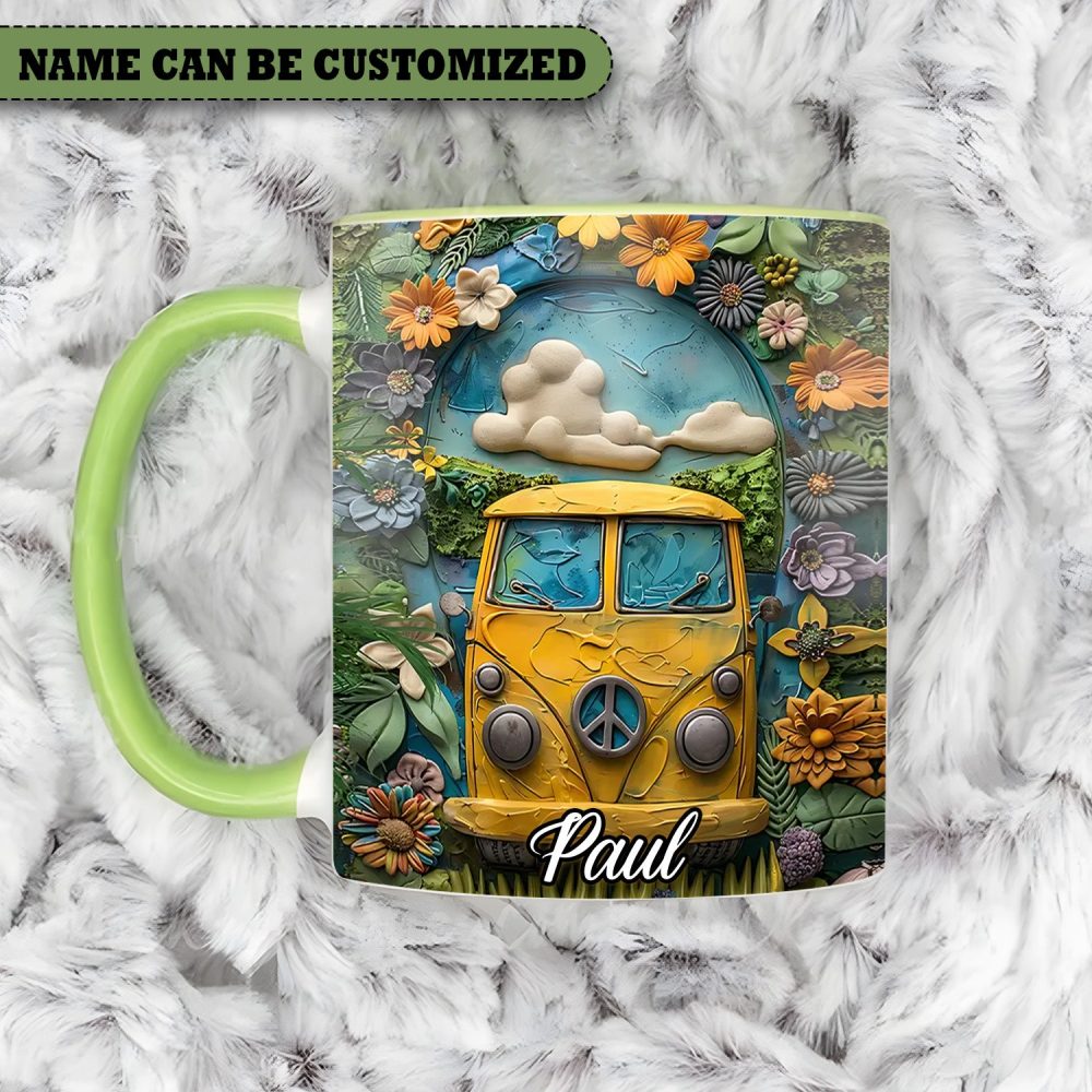 Hippie Bus - Personalized Hippie Accent Mug - Image 2