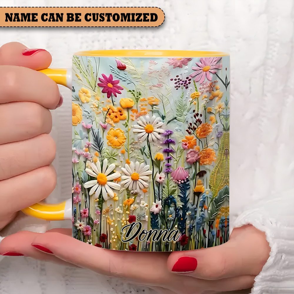 Personalized Beautiful Flowers Accent Mug - Image 3